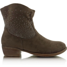 Støvler med cubic zirconia 6914 khaki flerfarvet brun