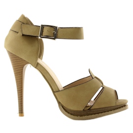 Sandaler på 9505 kaki hæl khaki