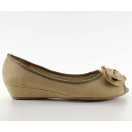Ballerinaer på lav kilehæl 8550 khaki