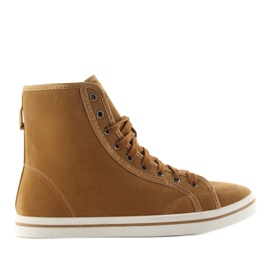Sneakers på pels 8938 camel brun