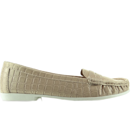 Dame loafers slangeskind tekstur Beige