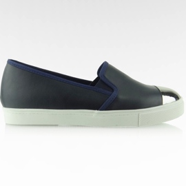 Slip-on med badge på tæerne Y632 Navy marine blå