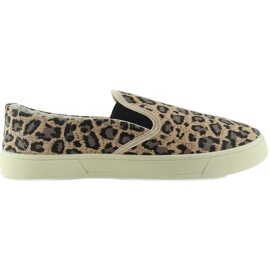 Slip-on blødt 7TX-TJ85392 leopardstof brun