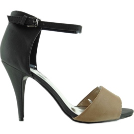 Elegante Khaki højhælede pumps brun sort
