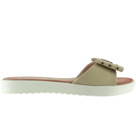 Hjemmesko Hvid Sål Med sløjfe 8327 Beige brun