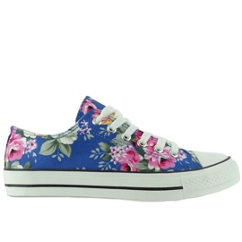 Sneakers med blomster H-03A Blå