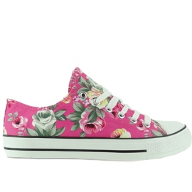 H-03A Rose Red blomstrede sneakers lyserød