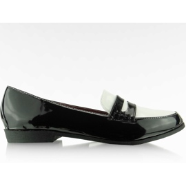 Klassiske lakerede sort / hvide loafers