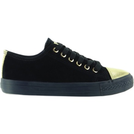 Suede sneakers med gyldne mørkeblå tæer marine blå gul