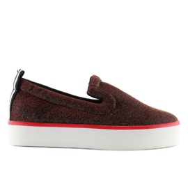 Iriserende slip-on med hælrem W-3004 Rød