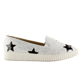Sneakers med stjerner, høj sål FE454 Bała hvid sort grå