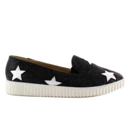 Sneakers med stjerner, høj sål Sort