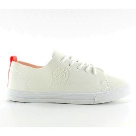 Sneakers med neonstrimmel D03 Hvid orange