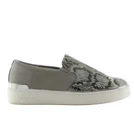 Slip-on sneakers med slangemønster 787 Grå