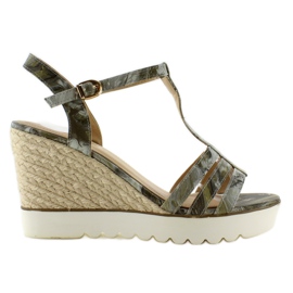 Sandaler, espadriller, hvid sål, sort grøn grå