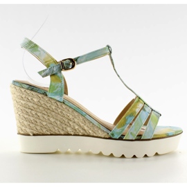 Espadrilles sandaler hvid sål Grøn blå