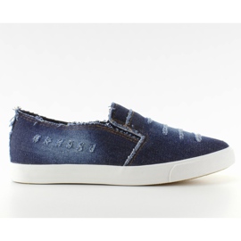 Slip-on joggesko D.Blå strimlede jeans marine blå
