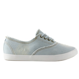 XIN11P Hvid Blå denim oxford sneakers
