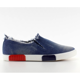 Jeans sneakers farverig sål BL65 Navy blå