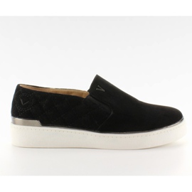 Slip-on sneakers i ruskind 7103 Sort