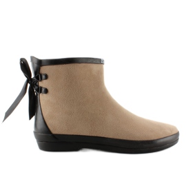Korte gummistøvler med ruskind 89-51 Beige