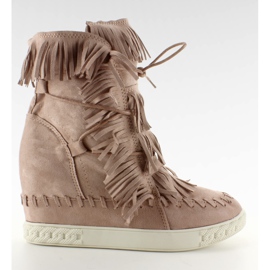 Suede sneakers med frynser BL-10 Pink lyserød