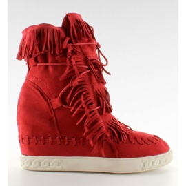 Suede sneakers med frynser BL-10 Rød