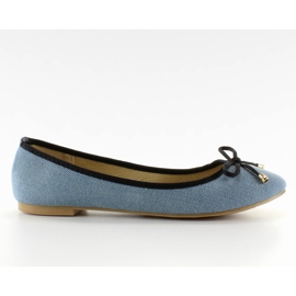 Denim ballerinas med trimning MB-6380 Lt. blå