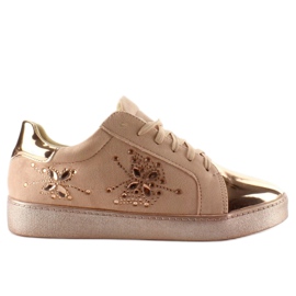 Damesneakers med krystaller T273P Champagne lyserød