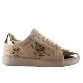 Damesneakers med krystaller T273P Beige