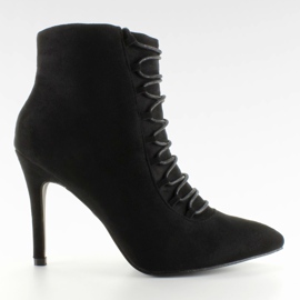 Lace-up støvler 100-595SE-1 Black sort