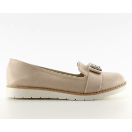 Pastel suede T245 Beige moccasiner