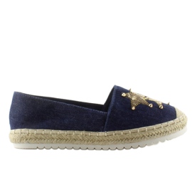 Canvas espadriller med CV-353 Dk nitter. Blå marine blå
