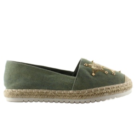 Canvas espadriller med CV-353 Grønne nitter
