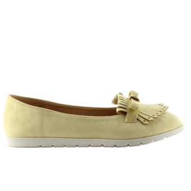 Pastel loafers med gule frynser