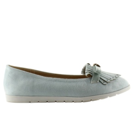 Pastel loafers med T261 blå frynser
