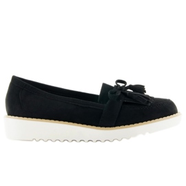 Ruskind loafers, hvid sål, T236p sort