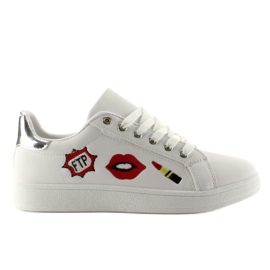 Sneakers med patches kys kys HVID / SØLV