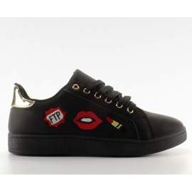 Sneakers med kysskys SVART / GULDEN patcher sort