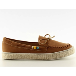 Loafers med farverige perler 2057 Camel brun flerfarvet