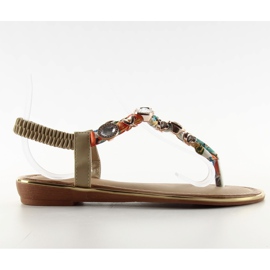 Flip-flops sandaler med sten C63 beige hvid brun blå orange