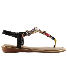 Flip-flops med sten C63 sort grøn gul rød