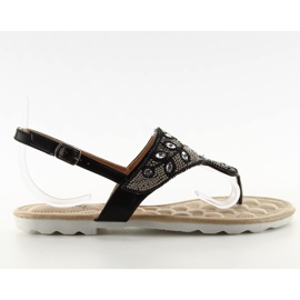 Flip-flops med perler G144 Black sort