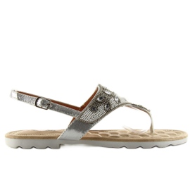 Flip-flops med G144 sølvperler grå