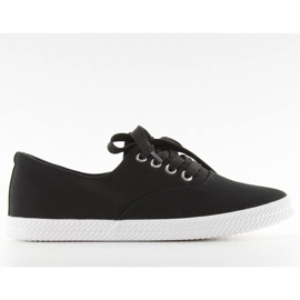 Sorte sneakers med dobbelt snørebånd