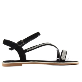 Fløjlssandaler med cubic zirconias S78 sort