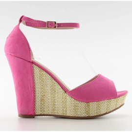 Sandaler på en unik kile 028 fuchsia lyserød
