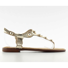 Flip-flops med store perler LL-75 Guld gylden