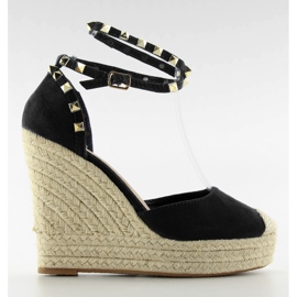 Espadrilles med pinnar på jeans platform marine blå