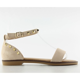 Sandaler med stender på anklen s51 beige
